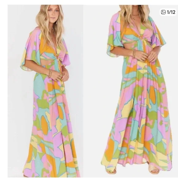 Show me your mumu, Dana Colorful Abstract Print Dress Size small - Picture 4 of 4